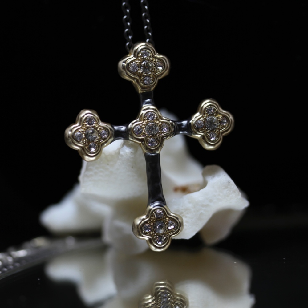 14ktgold Dipped Black/Gold Swarovski Necklace - image 4